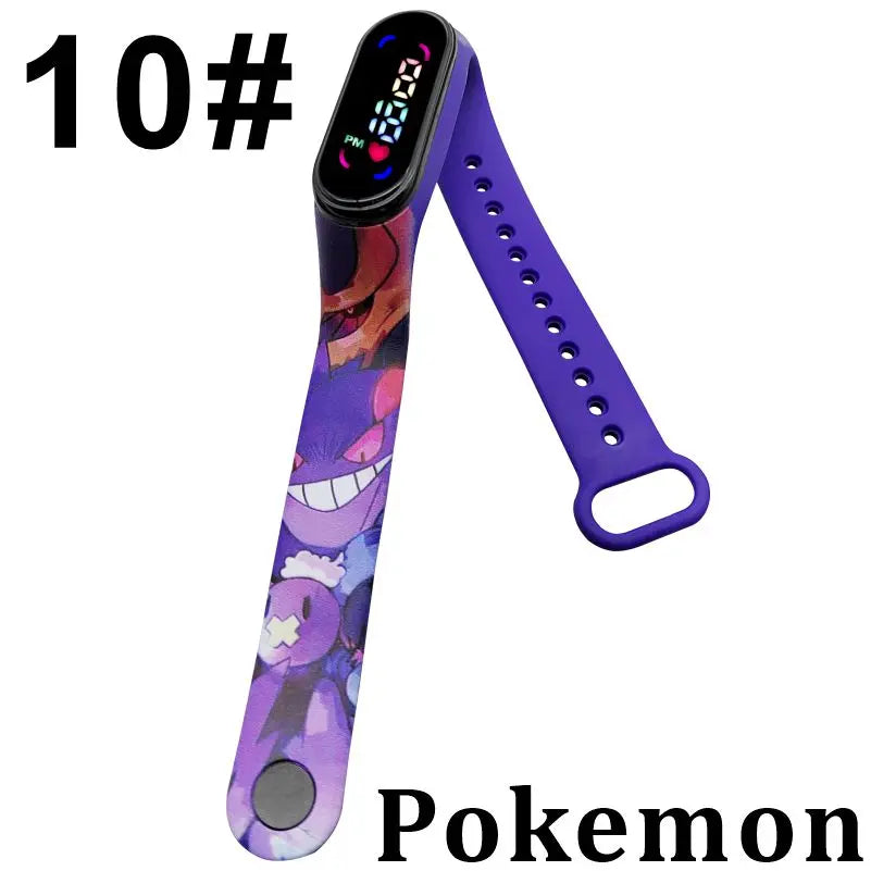 Pokémon LED-Digitaluhr – Kinderarmbanduhr mit Pikachu, Gengar & Evoli im Anime-Design