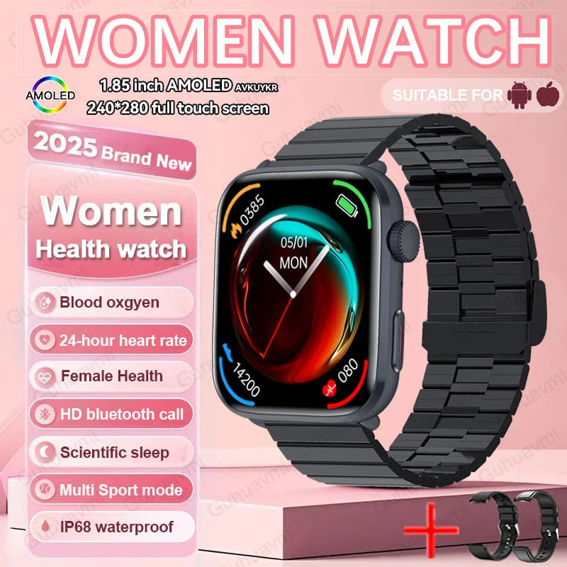 Xiaomi Smartwatch für Damen 2025 – Gesundheitsuhr mit Blutdruck, HRV, Sauerstoff & AI-Diagnose – AMOLED Touch – IP68 wasserdicht – NFC & Bluetooth