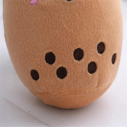 Bubble Tea Plüschtier mit Schlüsselanhänger – Mini Milchtee-Kissen in Hasenform – Weiches Kuscheltier für Kinder & als Geschenk