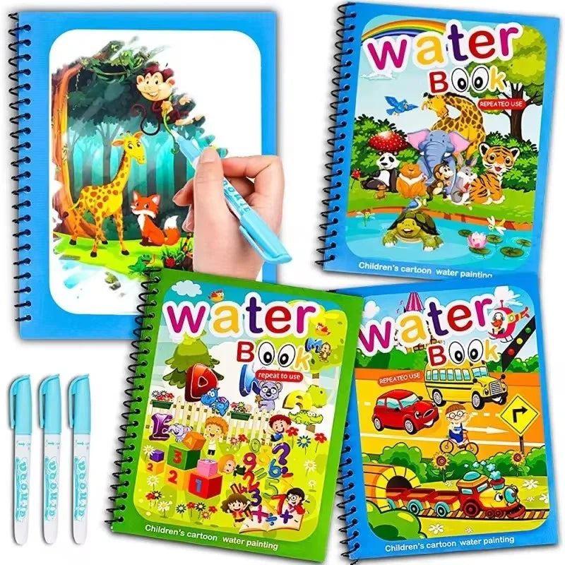 Magisches Wasser-Malbuch mit Stift – Lernspielzeug für Kinder ab 2 Jahren