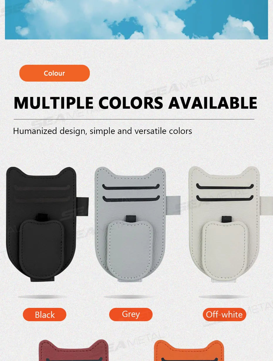 SEAMETAL Auto Sonnenblenden Brillenhalter – Magnetischer Clip aus Lederimitat, Brillen- & Kartenhalter