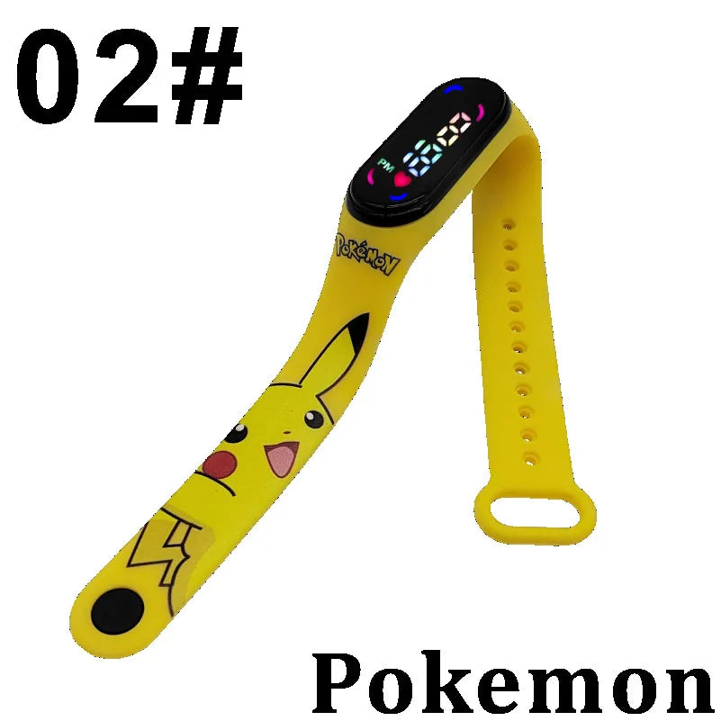 Pokémon LED-Digitaluhr – Kinderarmbanduhr mit Pikachu, Gengar & Evoli im Anime-Design