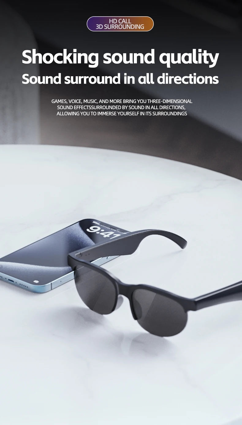 AI Übersetzungs-Sonnenbrille mit Bluetooth 5.3 – 144 Sprachen in Echtzeit – Musikbrille mit Lautsprecher & Mikrofon – Sportbrille für Reisen & Outdoor