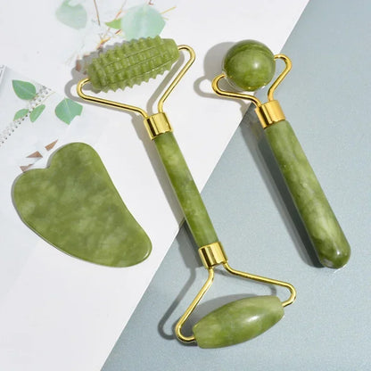 AYHle Jade Roller & Gua Sha – Natürliches Stein-Massage-Set für Gesicht, Hals & Augenpflege