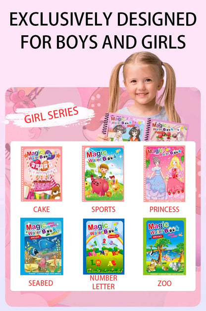 Magisches Wasser-Malbuch – Wiederverwendbares Montessori Malbuch für Kinder ohne Farbe