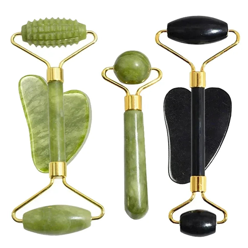 AYHle Jade Roller & Gua Sha – Natürliches Stein-Massage-Set für Gesicht, Hals & Augenpflege
