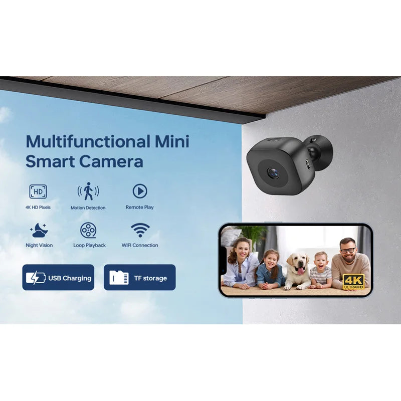 Mini Überwachungskamera HD 1080P mit Bewegungserkennung – WLAN, 120° Weitwinkel & App-Steuerung für Zuhause & Büro
