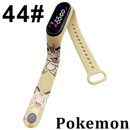 Pokémon LED-Digitaluhr – Kinderarmbanduhr mit Pikachu, Gengar & Evoli im Anime-Design