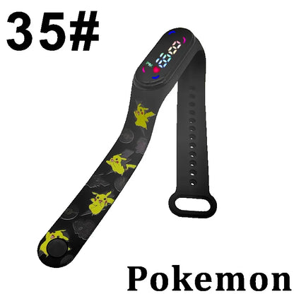 Pokémon LED-Digitaluhr – Kinderarmbanduhr mit Pikachu, Gengar & Evoli im Anime-Design