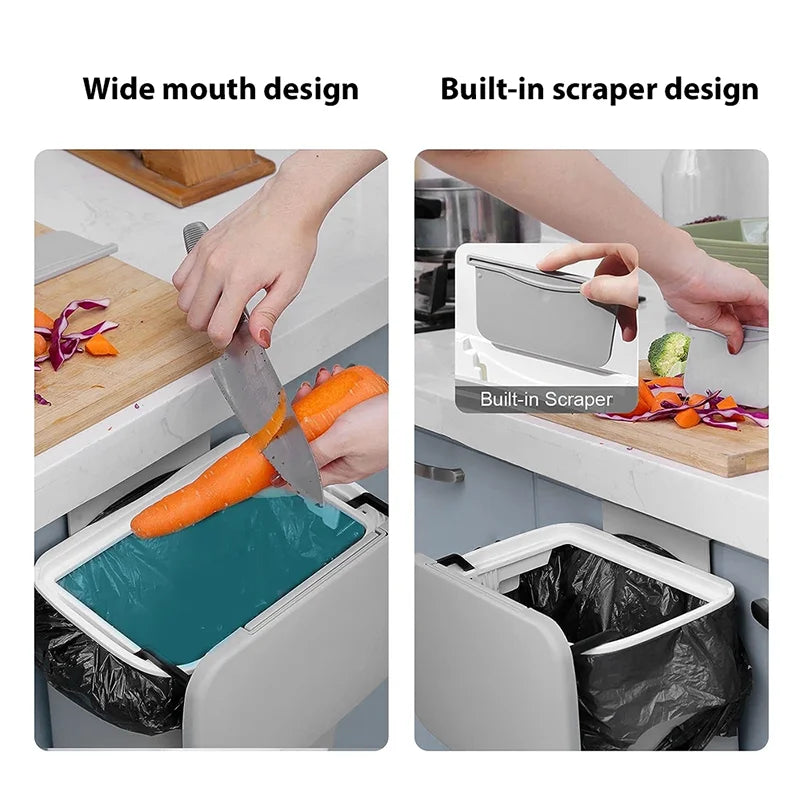 7/9L Hängender Mülleimer Küchenpapierkorb Mülltonne Wandmontierter Badezimmer-Mülleimer mit Deckel Recycling-Müllkorb