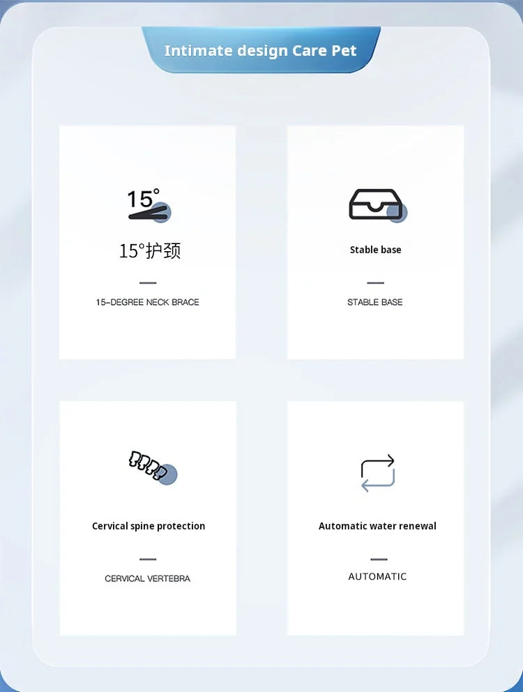 3-in-1 Katzennapf mit Wasserspender – Schräger Futternapf & Trinkflasche – Ergonomisch & rutschfest