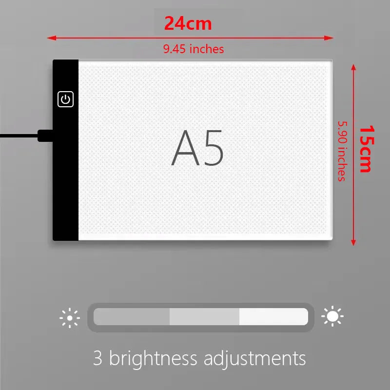 A4 LED Zeichenbrett für Kinder – Transparentes Leuchtpad mit 3 Helligkeitsstufen, nicht dimmbar