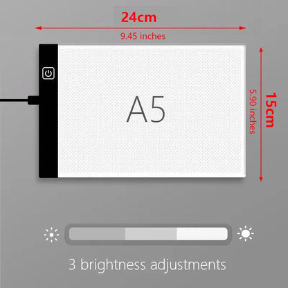 A4 LED Zeichenbrett für Kinder – Transparentes Leuchtpad mit 3 Helligkeitsstufen, nicht dimmbar
