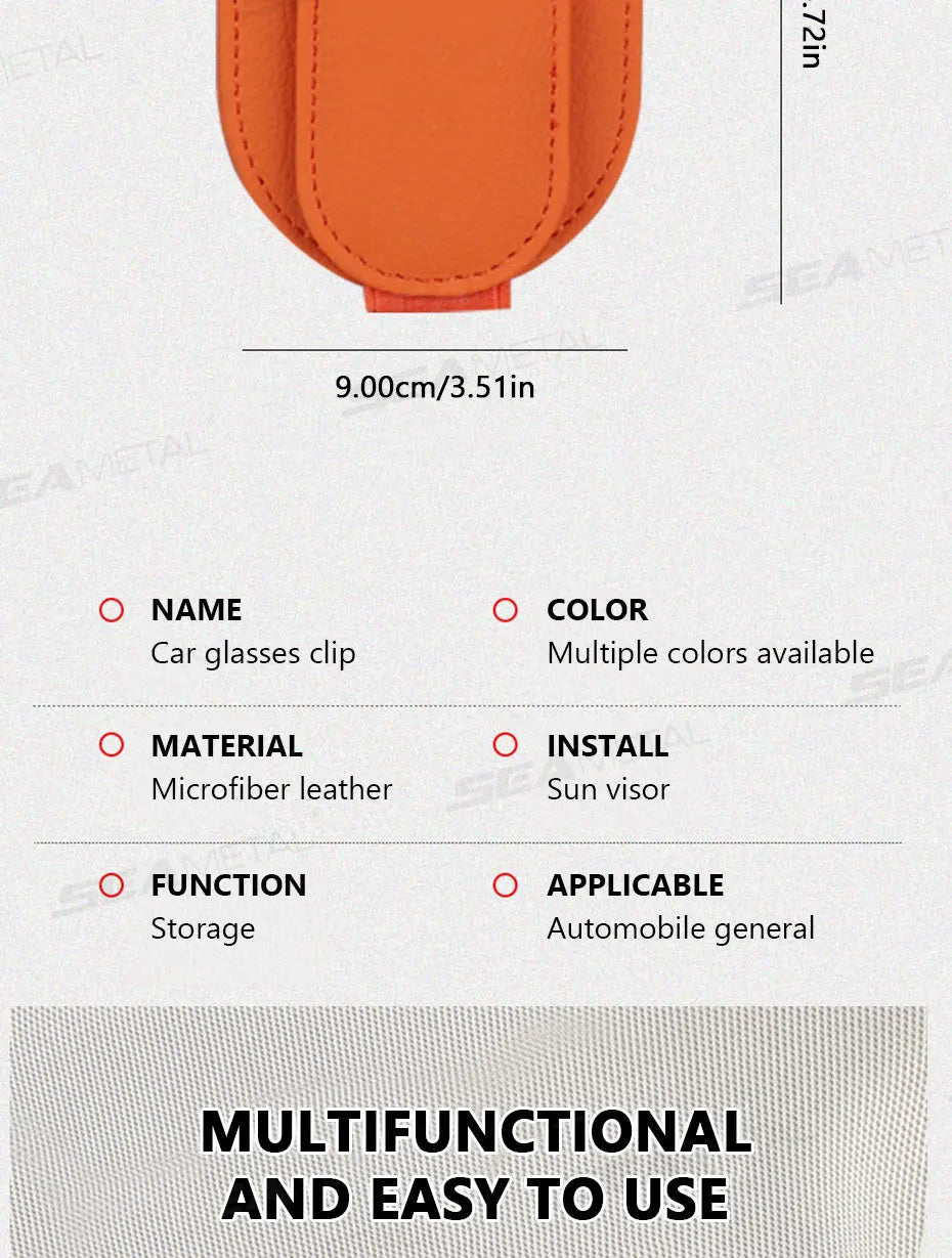 SEAMETAL Auto Sonnenblenden Brillenhalter – Magnetischer Clip aus Lederimitat, Brillen- & Kartenhalter