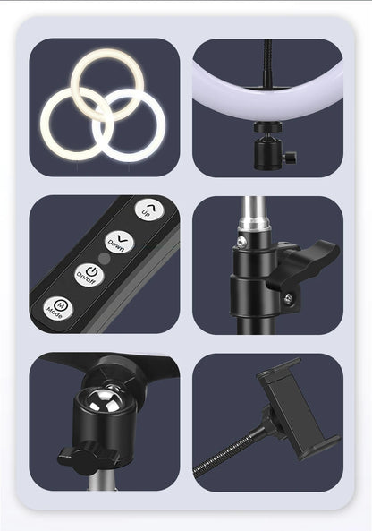 10" Selfie Ringlicht mit Stativ – LED-Ringleuchte für Video & Livestream