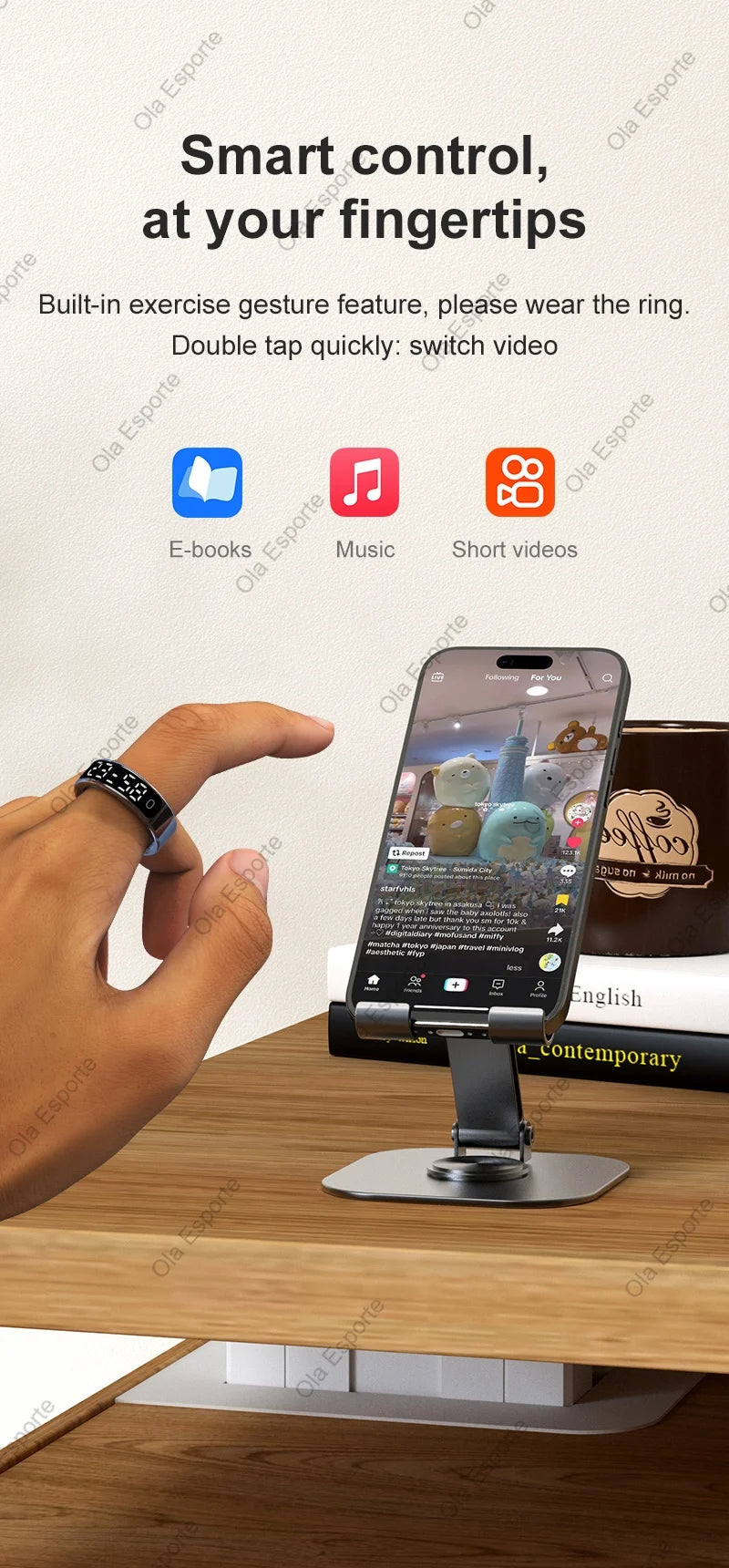 Smart Ring mit Display – Gesundheitsring für Damen & Herren – Herzfrequenz, Schlaf & Sauerstoff – 5ATM wasserdicht – TikTok-Steuerung – für Android & iOS