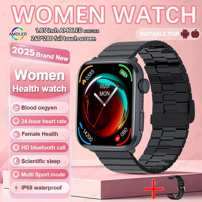 Xiaomi Smartwatch für Damen 2025 – Gesundheitsuhr mit Blutdruck, HRV, Sauerstoff & AI-Diagnose – AMOLED Touch – IP68 wasserdicht – NFC & Bluetooth