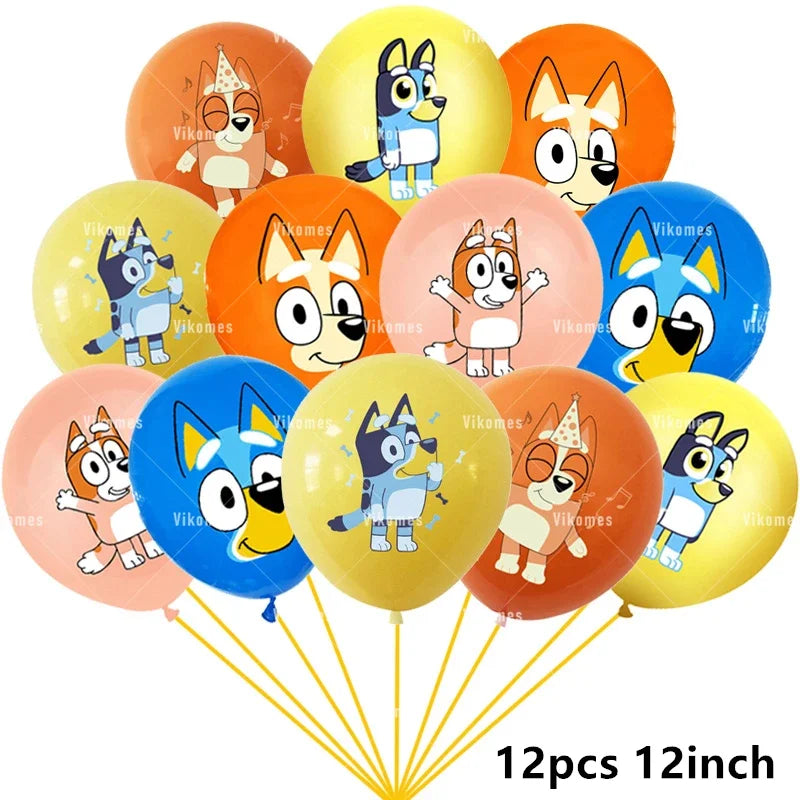 Bluey Ballons Blueies Cartoon Hund Ballon Bingoed Alles Gute zum Geburtstag Banner Geschirr Hintergrund Party Dekorationen Kind Kuchen Topper
