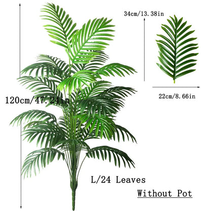 Große künstliche Palme 90–120 cm – Tropenpflanze aus Kunststoff – Monstera Deko für Garten, Balkon & Innenräume