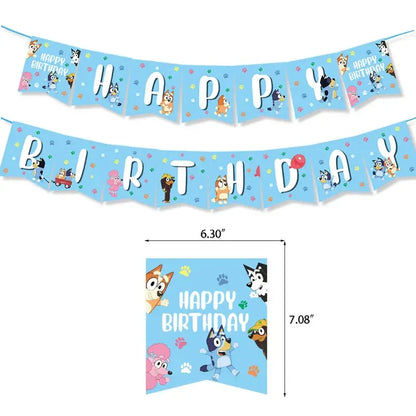 Bluey Ballons Blueies Cartoon Hund Ballon Bingoed Alles Gute zum Geburtstag Banner Geschirr Hintergrund Party Dekorationen Kind Kuchen Topper
