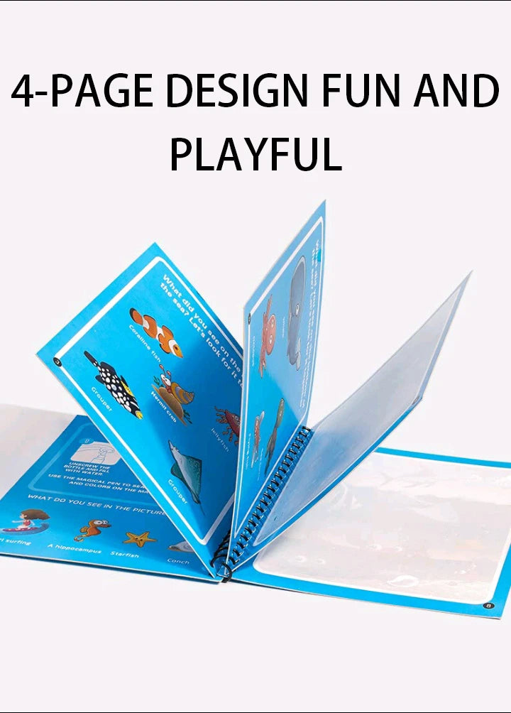 Magisches Wasser-Malbuch – Wiederverwendbares Montessori Malbuch für Kinder ohne Farbe