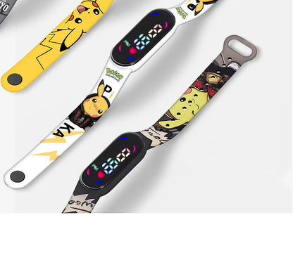 Pokémon LED-Digitaluhr – Kinderarmbanduhr mit Pikachu, Gengar & Evoli im Anime-Design