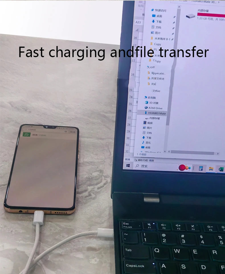 USB-C zu USB-C Nylon Kabel – 60W Schnellladekabel für iPhone 15, Samsung, Huawei & mehr