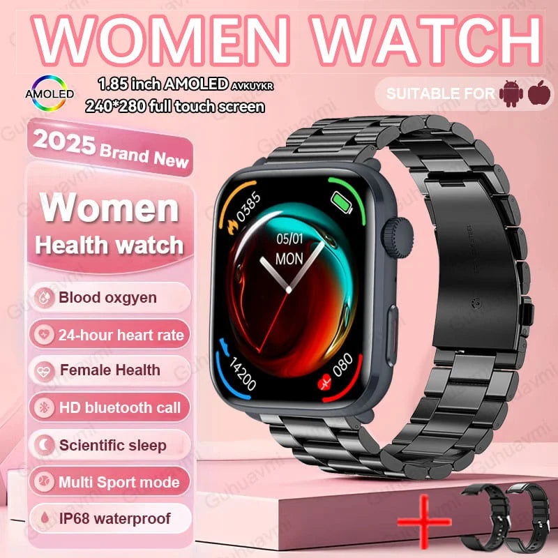 Xiaomi Smartwatch für Damen 2025 – Gesundheitsuhr mit Blutdruck, HRV, Sauerstoff & AI-Diagnose – AMOLED Touch – IP68 wasserdicht – NFC & Bluetooth