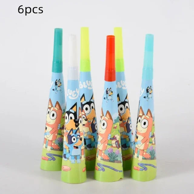 Bluey Ballons Blueies Cartoon Hund Ballon Bingoed Alles Gute zum Geburtstag Banner Geschirr Hintergrund Party Dekorationen Kind Kuchen Topper