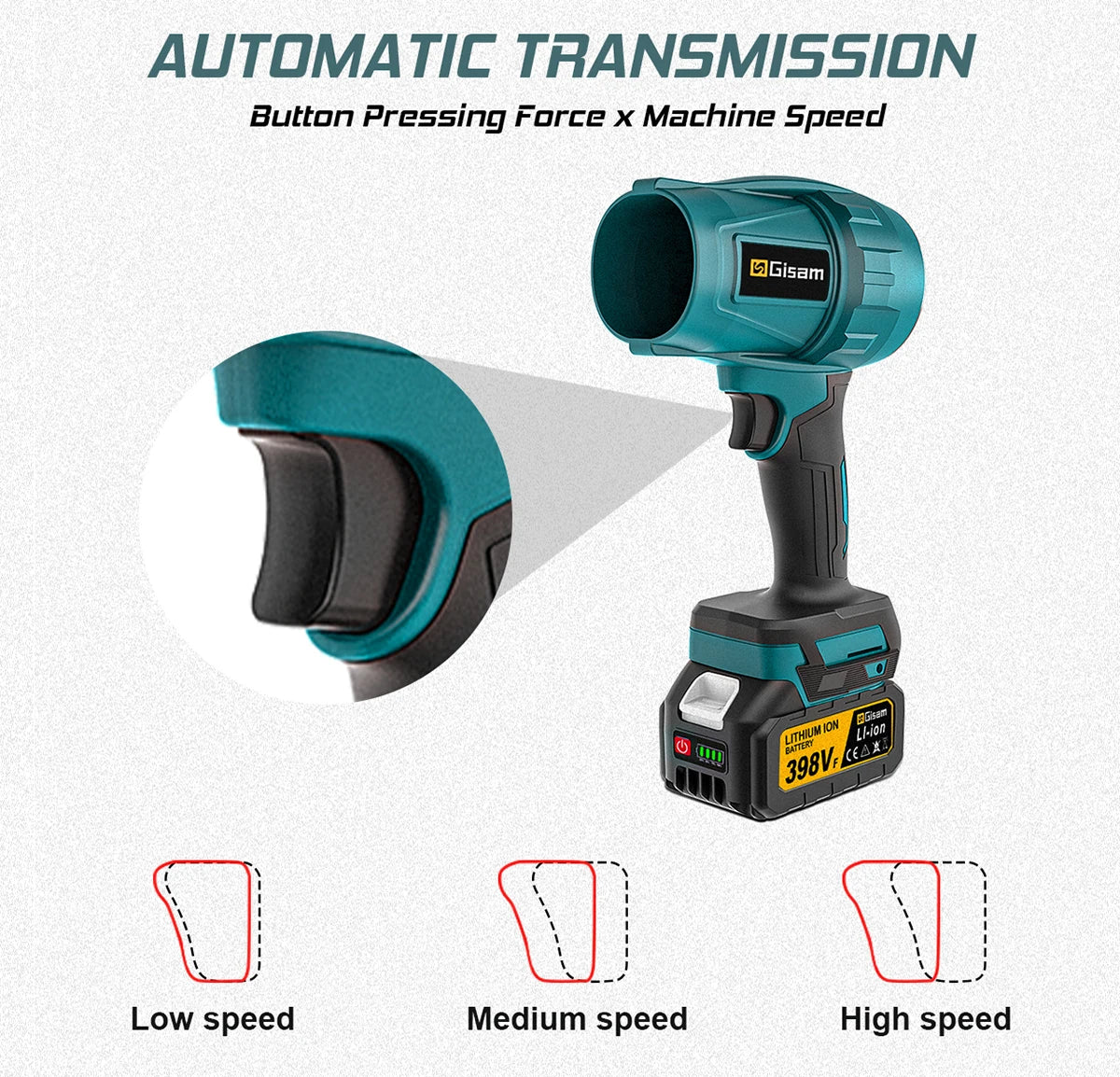 Gisam 200 m/s Brushless Turbo Jet Fan 1500 W – Makita 18 V Akku-Gebläse