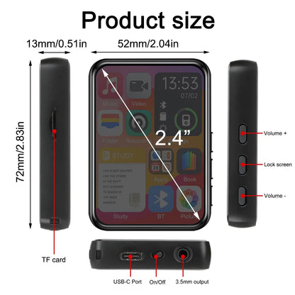 AideeMaster MP3-Player – 128 GB, Bluetooth 5.4, Touchscreen & HiFi-Sound
