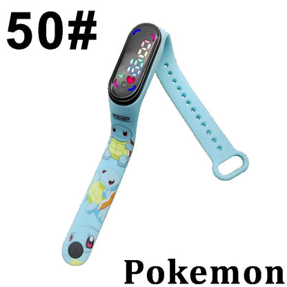 Pokémon LED-Digitaluhr – Kinderarmbanduhr mit Pikachu, Gengar & Evoli im Anime-Design
