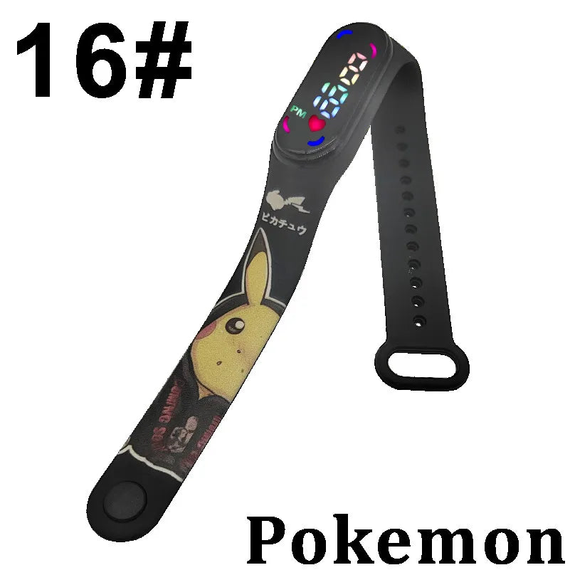 Pokémon LED-Digitaluhr – Kinderarmbanduhr mit Pikachu, Gengar & Evoli im Anime-Design