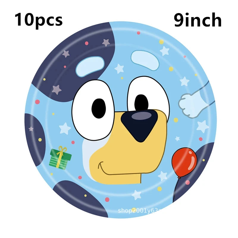 Bluey Ballons Blueies Cartoon Hund Ballon Bingoed Alles Gute zum Geburtstag Banner Geschirr Hintergrund Party Dekorationen Kind Kuchen Topper