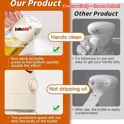 2-in-1 Öl-Sprayer & Ausgießer 500 ml – Nachfüllbare Kunststoffflasche für Küche, BBQ & Airfryer