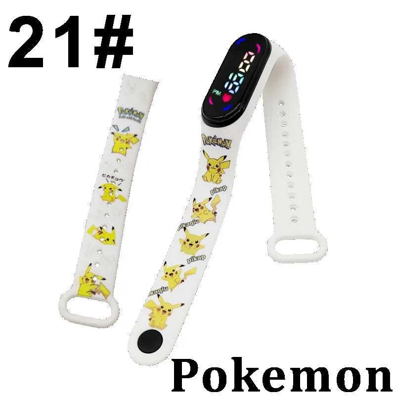 Pokémon LED-Digitaluhr – Kinderarmbanduhr mit Pikachu, Gengar & Evoli im Anime-Design