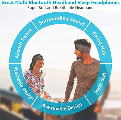 Bluetooth-Schlafmaske mit Kopfhörer – Weiches Stirnband, kabellos & bequem