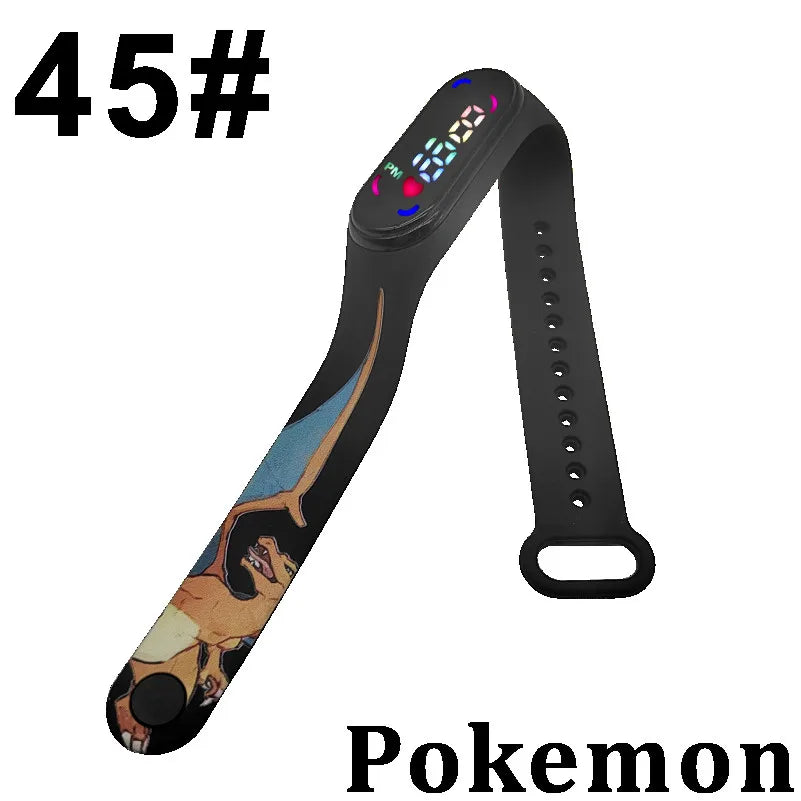 Pokémon LED-Digitaluhr – Kinderarmbanduhr mit Pikachu, Gengar & Evoli im Anime-Design