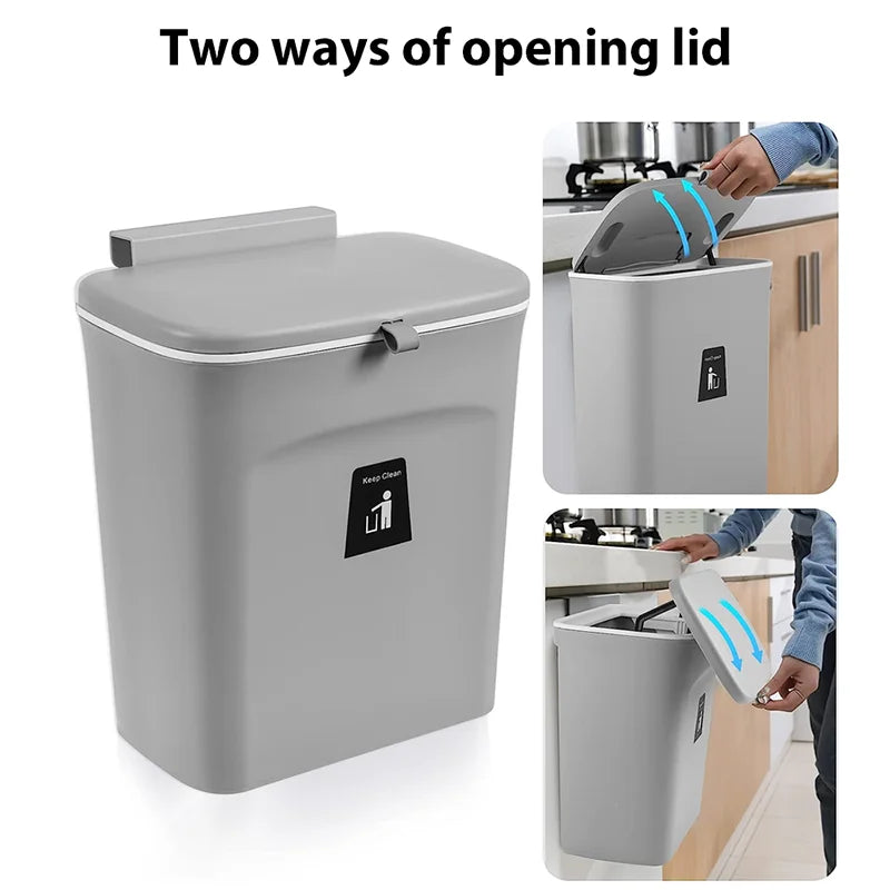 7/9L Hängender Mülleimer Küchenpapierkorb Mülltonne Wandmontierter Badezimmer-Mülleimer mit Deckel Recycling-Müllkorb