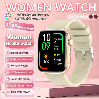 Xiaomi Smartwatch für Damen 2025 – Gesundheitsuhr mit Blutdruck, HRV, Sauerstoff & AI-Diagnose – AMOLED Touch – IP68 wasserdicht – NFC & Bluetooth