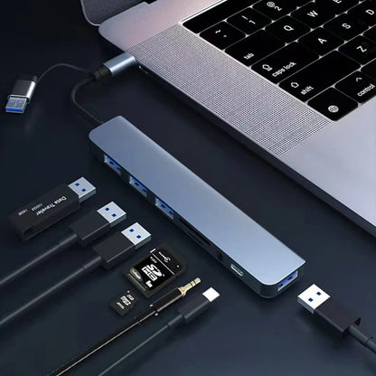 8-in-2 USB & Type-C Docking Station – Hub mit Audio, SD-Kartenleser & USB 3.0 für Laptop, Tablet & Smartphone