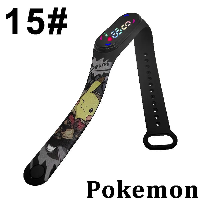Pokémon LED-Digitaluhr – Kinderarmbanduhr mit Pikachu, Gengar & Evoli im Anime-Design