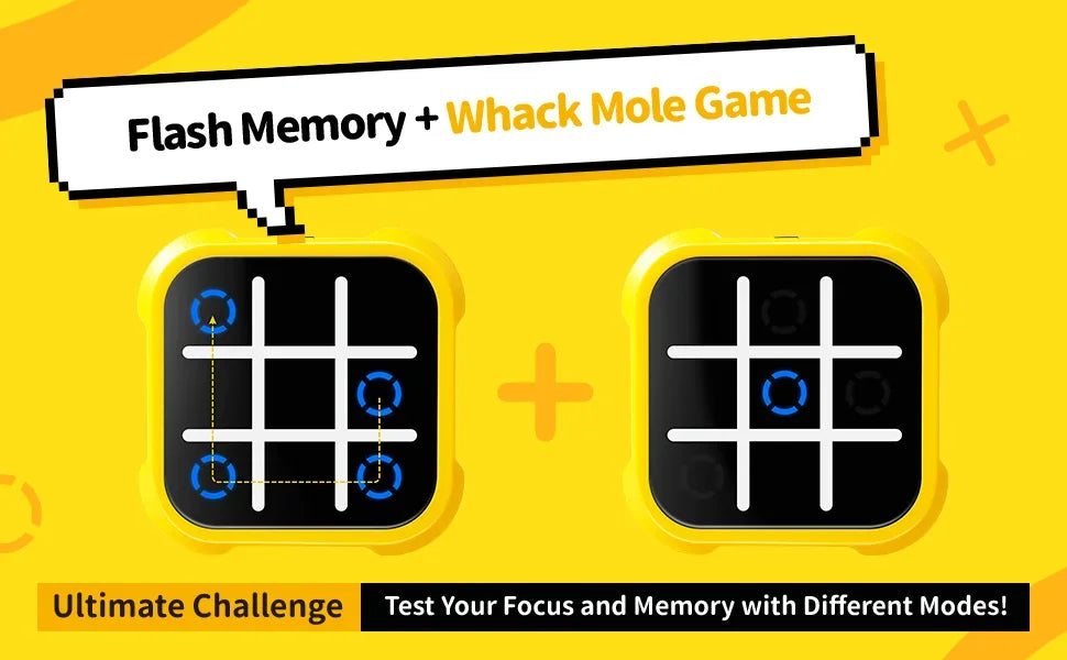 Elektronisches Tic-Tac-Toe Spiel – Tragbare 3-in-1 Konsole für Kinder & Erwachsene, Lernspiel mit Memory- und Reaktionsmodus