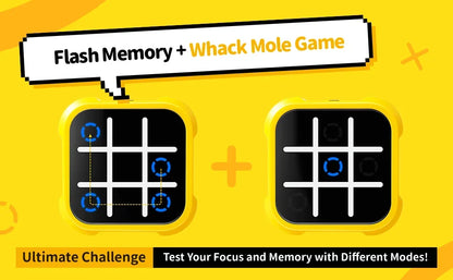 Elektronisches Tic-Tac-Toe Spiel – Tragbare 3-in-1 Konsole für Kinder & Erwachsene, Lernspiel mit Memory- und Reaktionsmodus