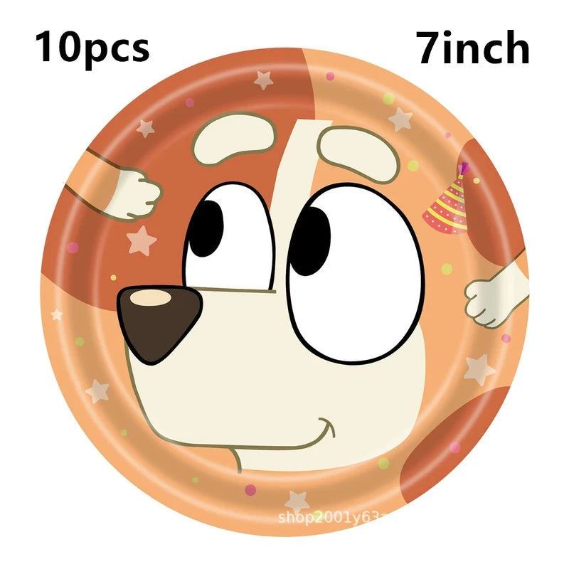 Bluey Ballons Blueies Cartoon Hund Ballon Bingoed Alles Gute zum Geburtstag Banner Geschirr Hintergrund Party Dekorationen Kind Kuchen Topper