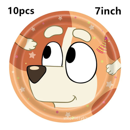 Bluey Ballons Blueies Cartoon Hund Ballon Bingoed Alles Gute zum Geburtstag Banner Geschirr Hintergrund Party Dekorationen Kind Kuchen Topper