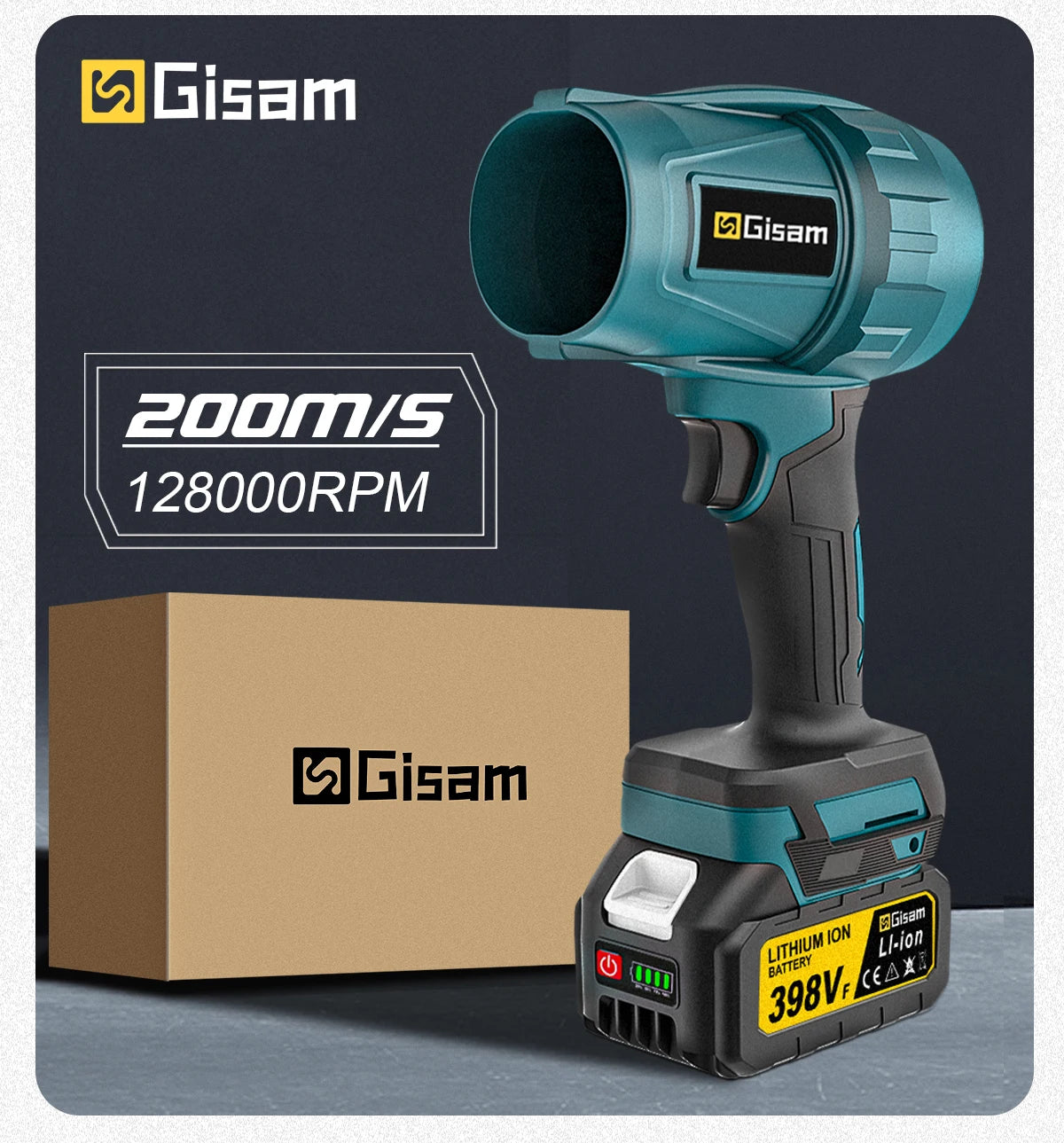 Gisam 200 m/s Brushless Turbo Jet Fan 1500 W – Makita 18 V Akku-Gebläse
