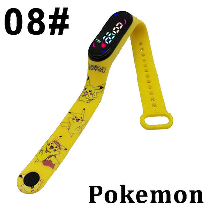 Pokémon LED-Digitaluhr – Kinderarmbanduhr mit Pikachu, Gengar & Evoli im Anime-Design
