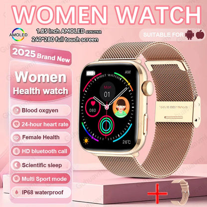 Xiaomi Smartwatch für Damen 2025 – Gesundheitsuhr mit Blutdruck, HRV, Sauerstoff & AI-Diagnose – AMOLED Touch – IP68 wasserdicht – NFC & Bluetooth
