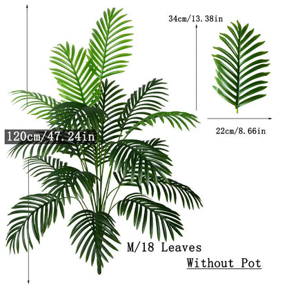Große künstliche Palme 90–120 cm – Tropenpflanze aus Kunststoff – Monstera Deko für Garten, Balkon & Innenräume
